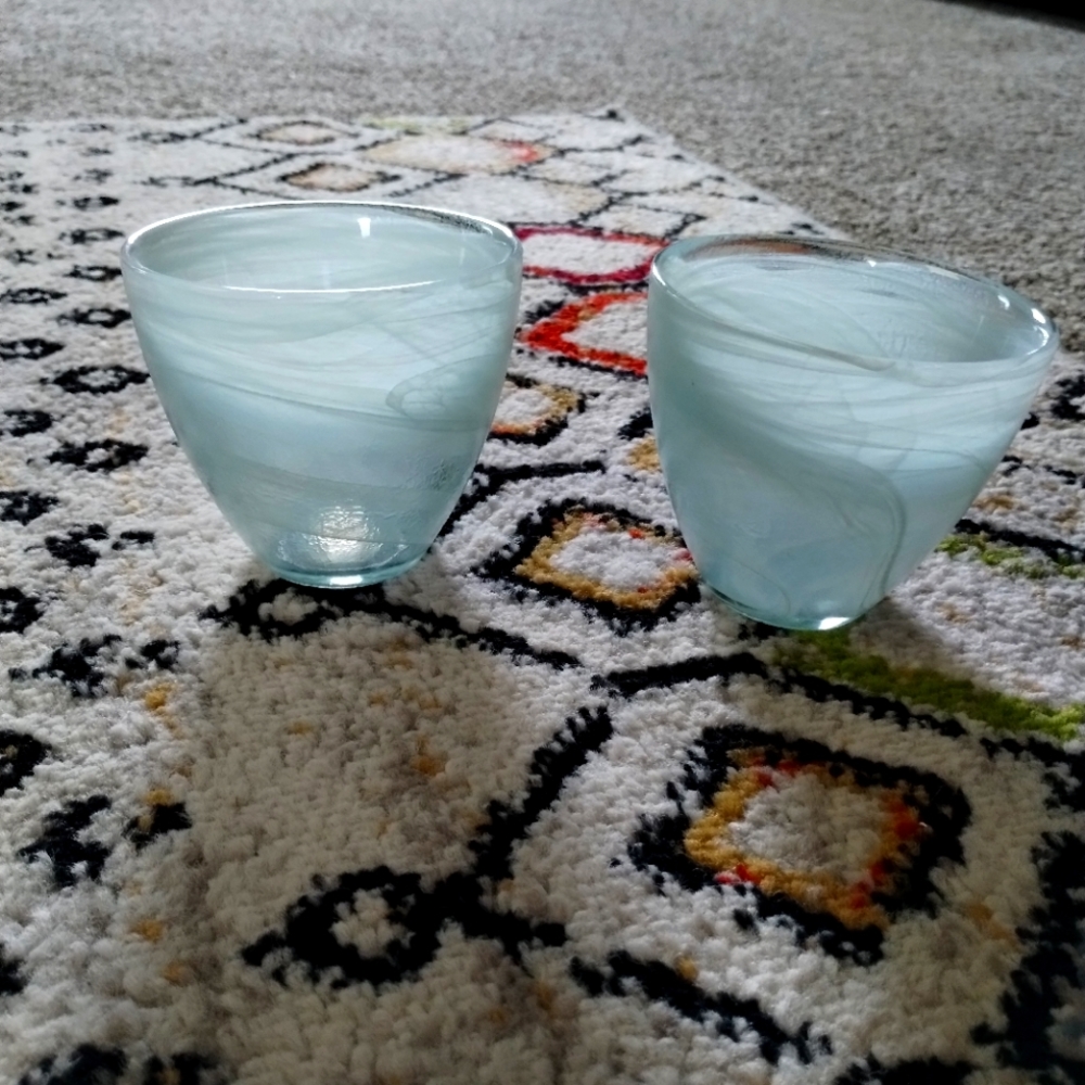 Beautiful hand blown glass candle holders.